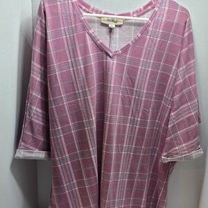Misia Pink Plaid Tunic Top